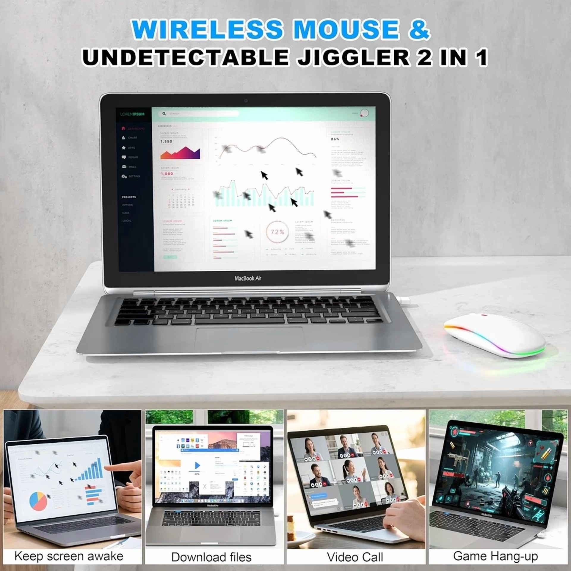 BUTTERFLY- Bluetooth Led 2.4G Wireless Mouse Luminous Slim Design For Laptop - Space Silver