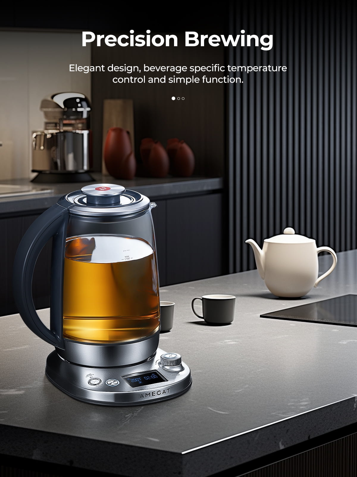 Tea Machine & Kettles, Gourmia GDK290 Electric Glass Tea Kettle With Built  In Precise Steeping Tea Infuser, Programmable Temperature Pedestal Control  Panel, 2 Quarts