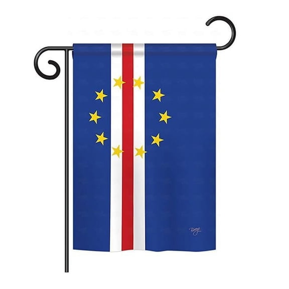 Breeze Decor BD-CY-GS-108368-IP-BO-D-US15-BD 13 x 18.5 in. Cape Verde Flags of the World Nationality Impressions Decorative Vertical Double Sided Garden Flag Set with Banner Pole