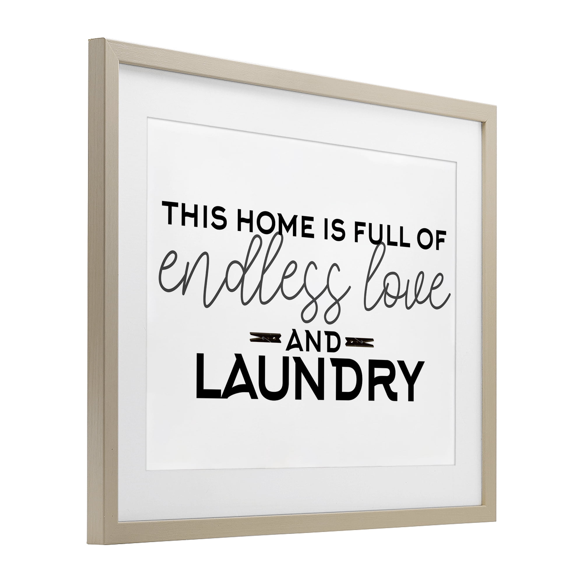 Endless Love & Laundry Minimal Birch Framed Print Under Glass, design by Kim Allen