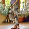 thumbnail image 2 of Capri Pants For Women Waist Easy Long Pockets Printing Boho High Beach Outdoor Wear Trousers, 2 of 5