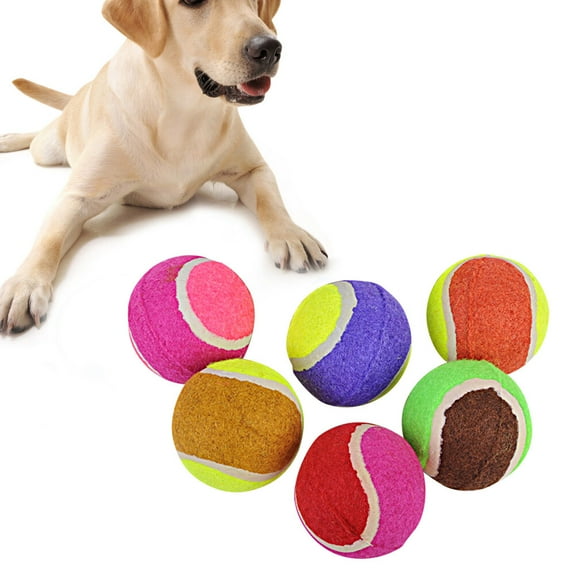 Milisten 6Pcs Squeaky Dog Tennis Balls Rubber Pet Toys for Dogs and Cats 2.6Inch
