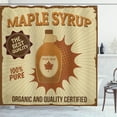 thumbnail image 1 of Retro Shower Curtain, Maple Syrup Ad with Grunge Effect Worn Out Background with Stripes, Fabric Bathroom Set with Hooks, 69W X 84L Inches Extra Long, Brown Pale Brown and Beige, by Ambesonne, 1 of 3