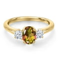 thumbnail image 3 of Gem Stone King 10K Yellow Gold Mango Mystic Topaz and White Zirconia Engagement Ring for Women | 1.85 Cttw | Oval 7X5MM | Gemstone November Birthstone | Size 7, 3 of 6