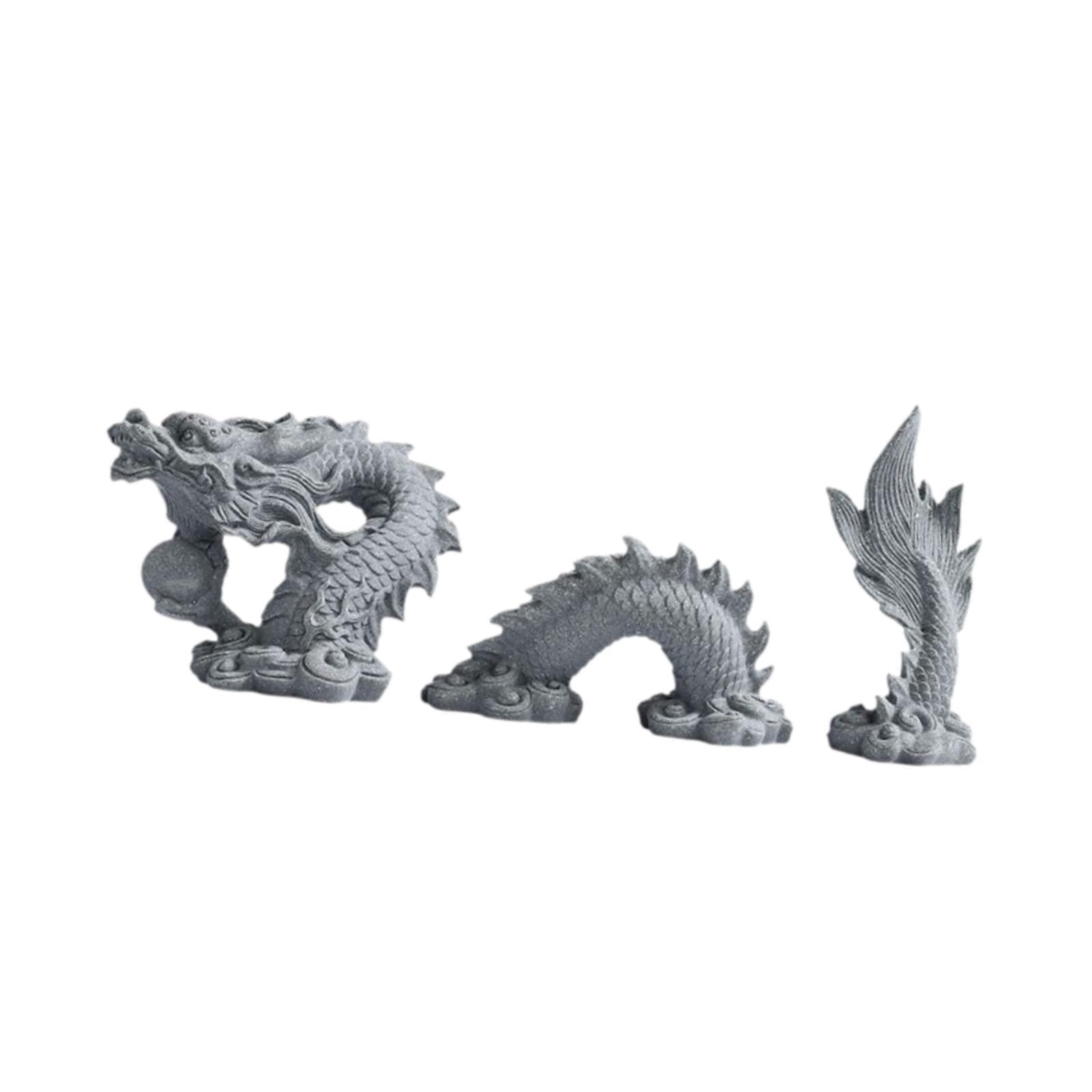 CarpNettore Dragon Statue Set Aquarium Landscape Fish Tank Decoration Traditional Gift Craft
