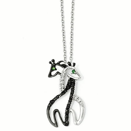 Animal Jewelry Set 925 Sterling Silver Cubic Zirconia Cz Giraffes 18in. Chain Necklace Pendant Charm Animals/insect Fine Jewelry Ideal Gifts For Women Gift Set From Heart ()