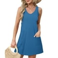 thumbnail image 3 of fatyb Women's Summer Dress V Neck Sleeveless Sundress Beach Swimsuit Coverup Vacation Mini Dresses, 3 of 5