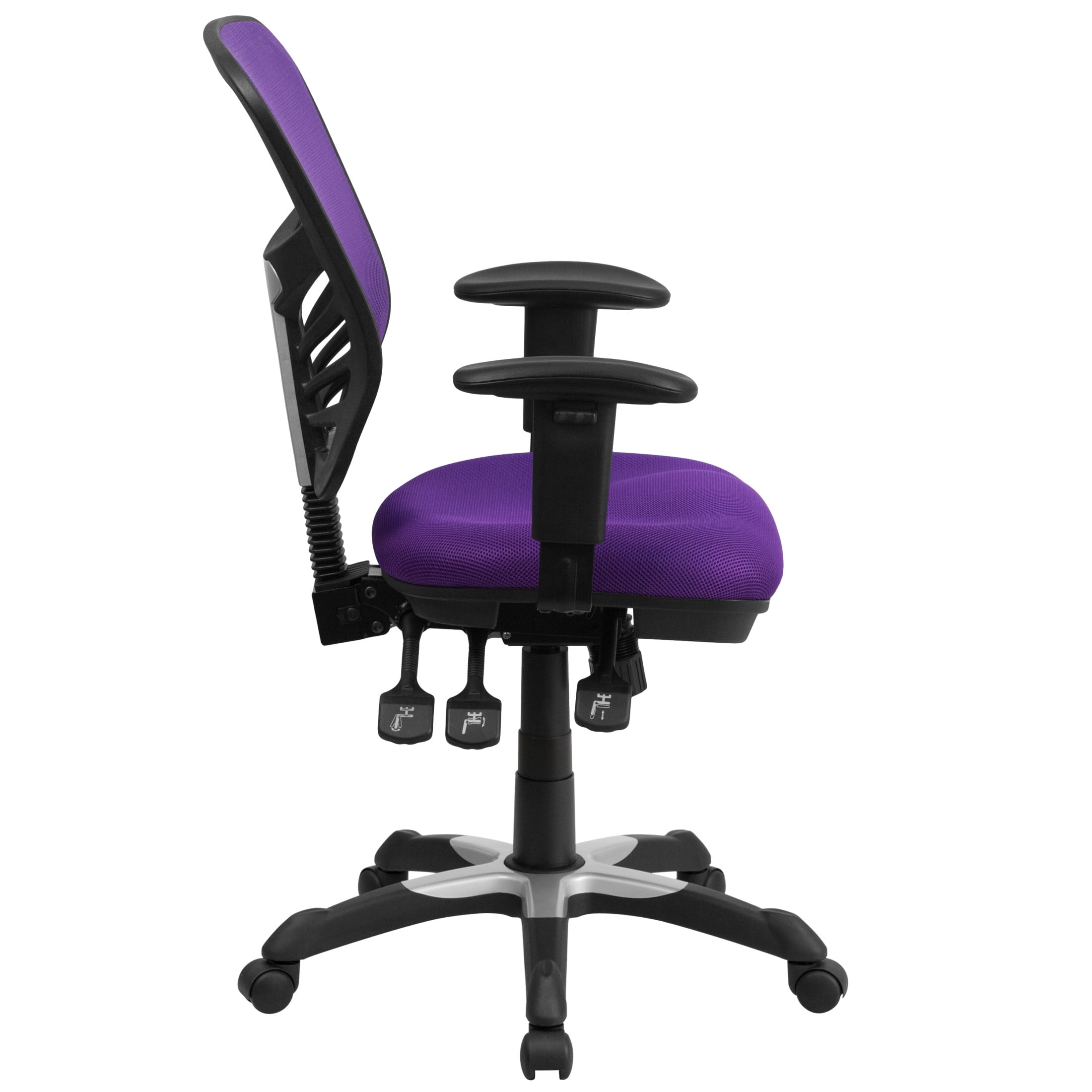 Emma + Oliver Mid-Back Purple Mesh Multifunction Ergonomic Office Chair - Adjustable Arms