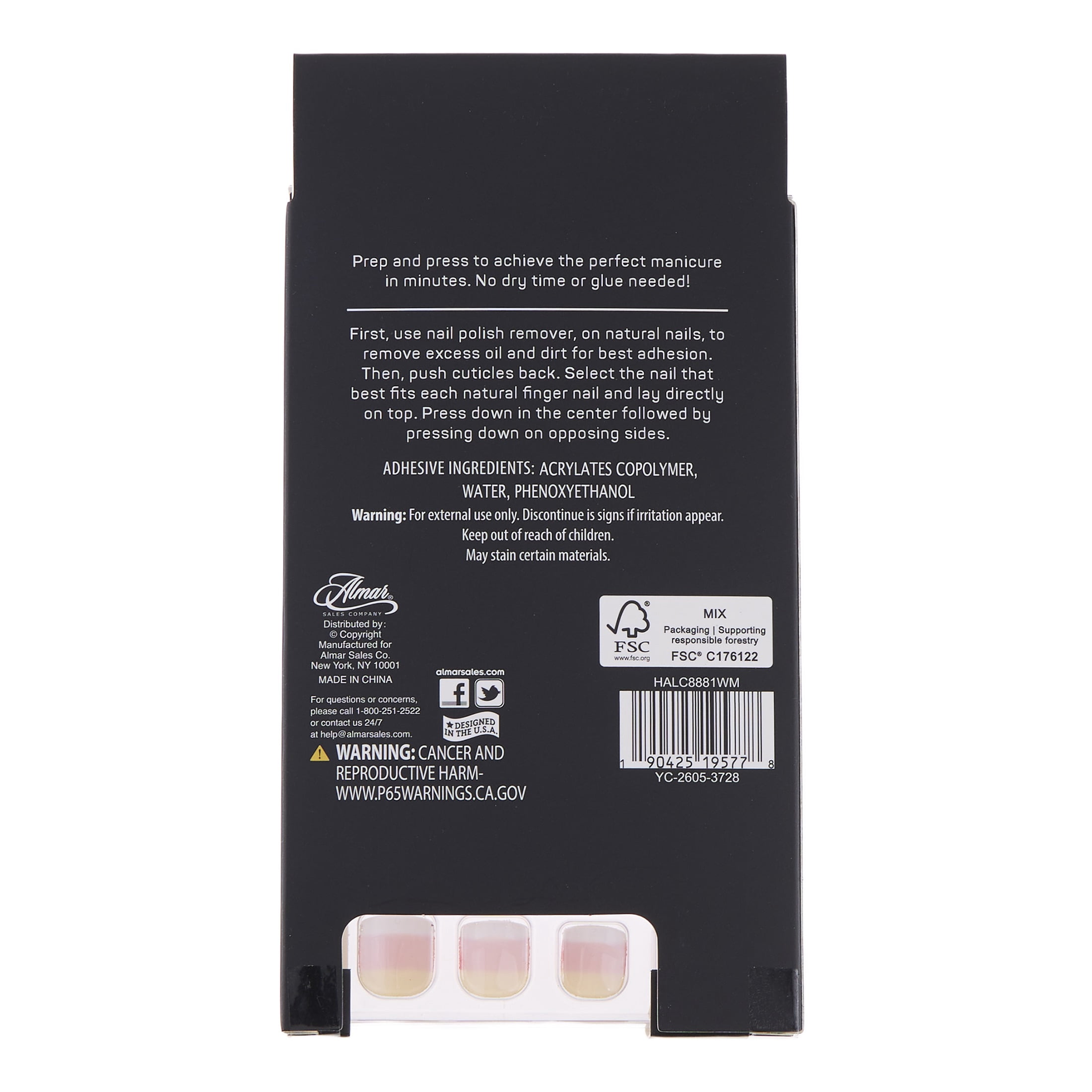 Expressions 24-Pack Self Adhesive Halloween Press-On Nails - Candy Corn