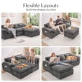 thumbnail image 2 of Hvoonc 110" Modular Sectional Sofa with Ottoman for Living Room, Boneless Cloud Chenille Couch in a Box with 23.6" Deep Seat, Dark Gray, 2 of 9
