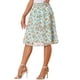 thumbnail image 4 of Faldas florales para mujer INSPIRE CHIC, falda de gasa con cintura elástica fruncida, estilo A-line, por debajo de la rodilla, con volantes, color verde claro, talla S, 4 of 5