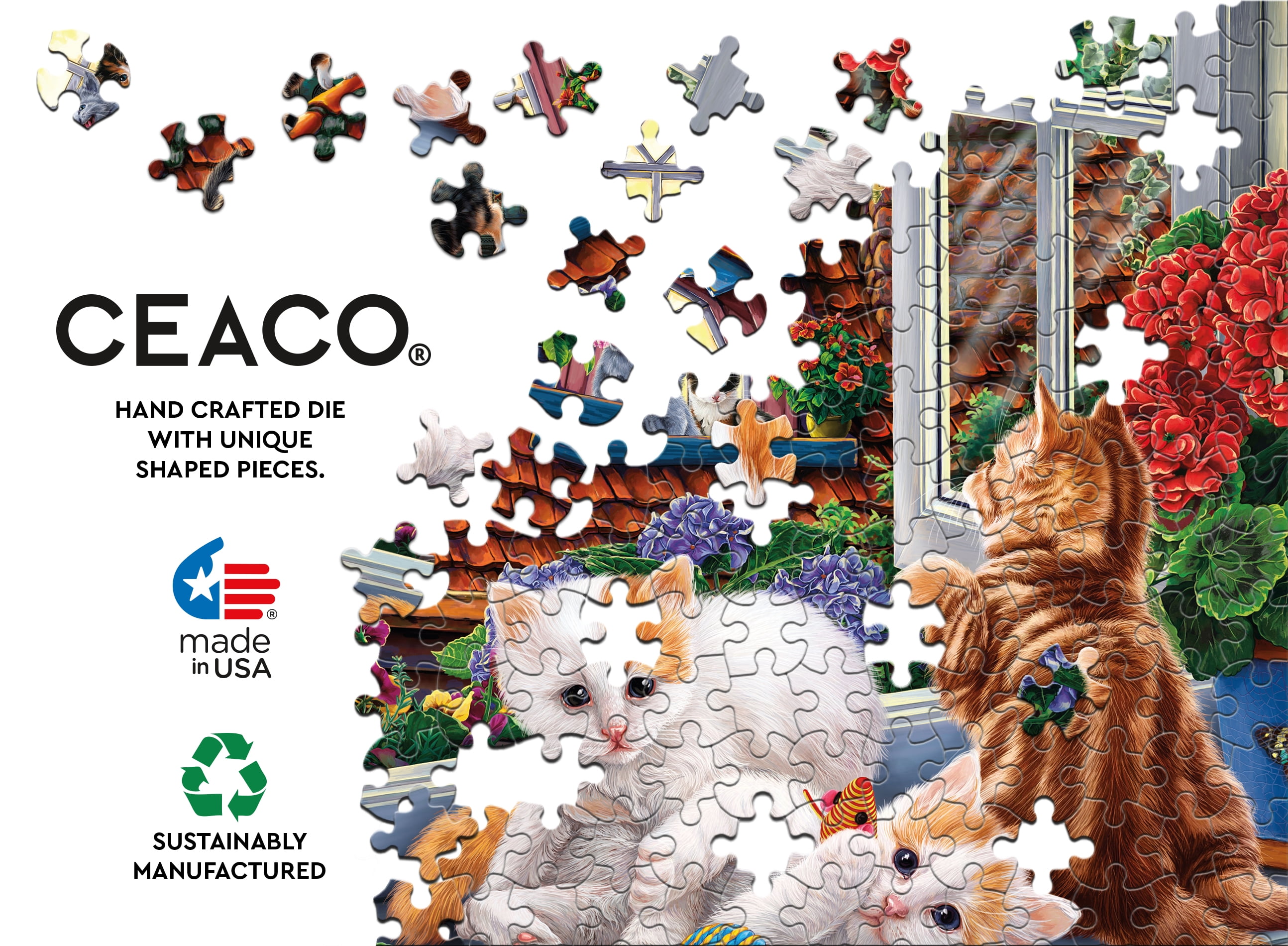 Ceaco Kittens in the Moonlight (Image World) Kevin Whitlark 500 Piece Interlocking Jigsaw Puzzle