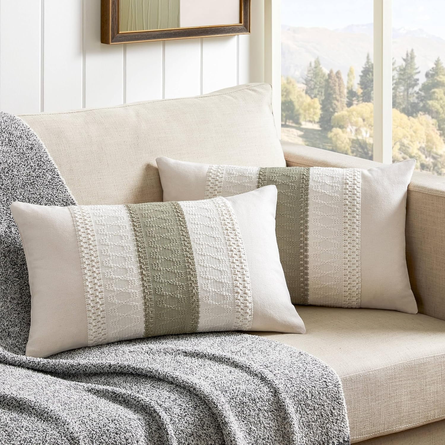 sasyxdc Packs Cotton Boho Lumbar Throw Pillow Covers 12x20 Inch