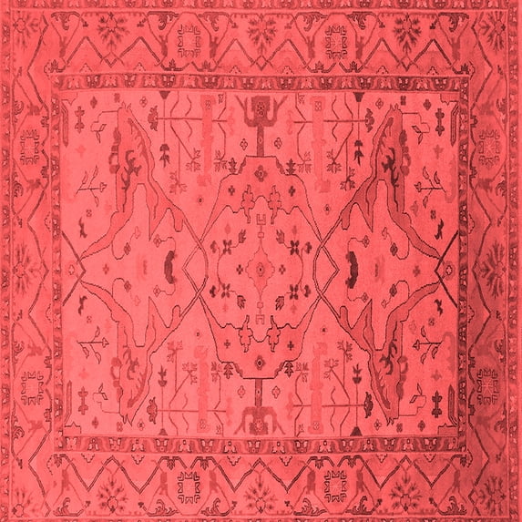 Ahgly Company Indoor Square Oriental Red Industrial Area Rugs, 3' Square