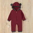 thumbnail image 6 of Odeerbi Toddler Romper Baby Boys Girls Clothes Infant Solid Cartoon Ears Romper Hoodie Fleece Jumpsuit Burgundy, 6 of 8