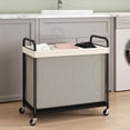 thumbnail image 2 of QW Laundry Hamper 3 Section, 120L Rolling Laundry Sorter with Removable Liner Bag, Laundry Basket with Wheels, Steel Frame with Metal Handle, Clothes Hamper Cart for Laundry Room & Bedroom, 2 of 9