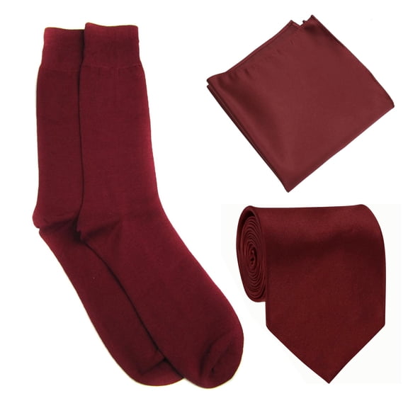 Burgundy Mens Tie Sock and Hanky Set
