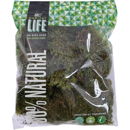 Quality Growers - The Habitat Life - Natural Mood Moss - for Reptiles, Amphibians & Invertebrates Terrariums - Moisture-Retaining - Humidity Control - Soft Bedding - Dye-Free & Safe - Medium - 1 Pack