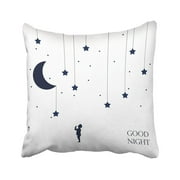 BPBOP Yellow Star Moon And Dreaming Baby Concept Idea Good Night Place For Your Text 8 Blue Kid Pillowcase Throw Pillow Cover Case 18x18 inches