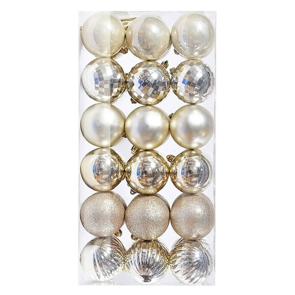 Lilixerw 36 PCS Christmas Balls Ornaments,Shatterproof Xmas Tree Hanging Decorations,Fashion Household Christmas Ball for Party Decoration,2.36 inch,Beige