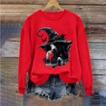 thumbnail image 5 of thefmos Women's Long Sleeve Pullover Sweatshirt Halloween Print Lightweight Solid Color Casual Top Trendy Spooky Season Outfit, Red 2XL, 5 of 6