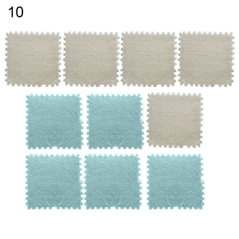 XM Culture 10Pcs/Set Puzzle Carpet Shaggy Easy Installation Square Fluffy Carpet  Tiles Plush Area Rug for Parlor 