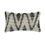 Haven Black And White Woven Textured Lumbar Decorative Pillow - Shiraleah