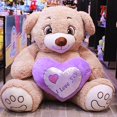 thumbnail image 2 of Oso Rechoncho Beige PELUCHERIA con corazon Morado, 2 of 5