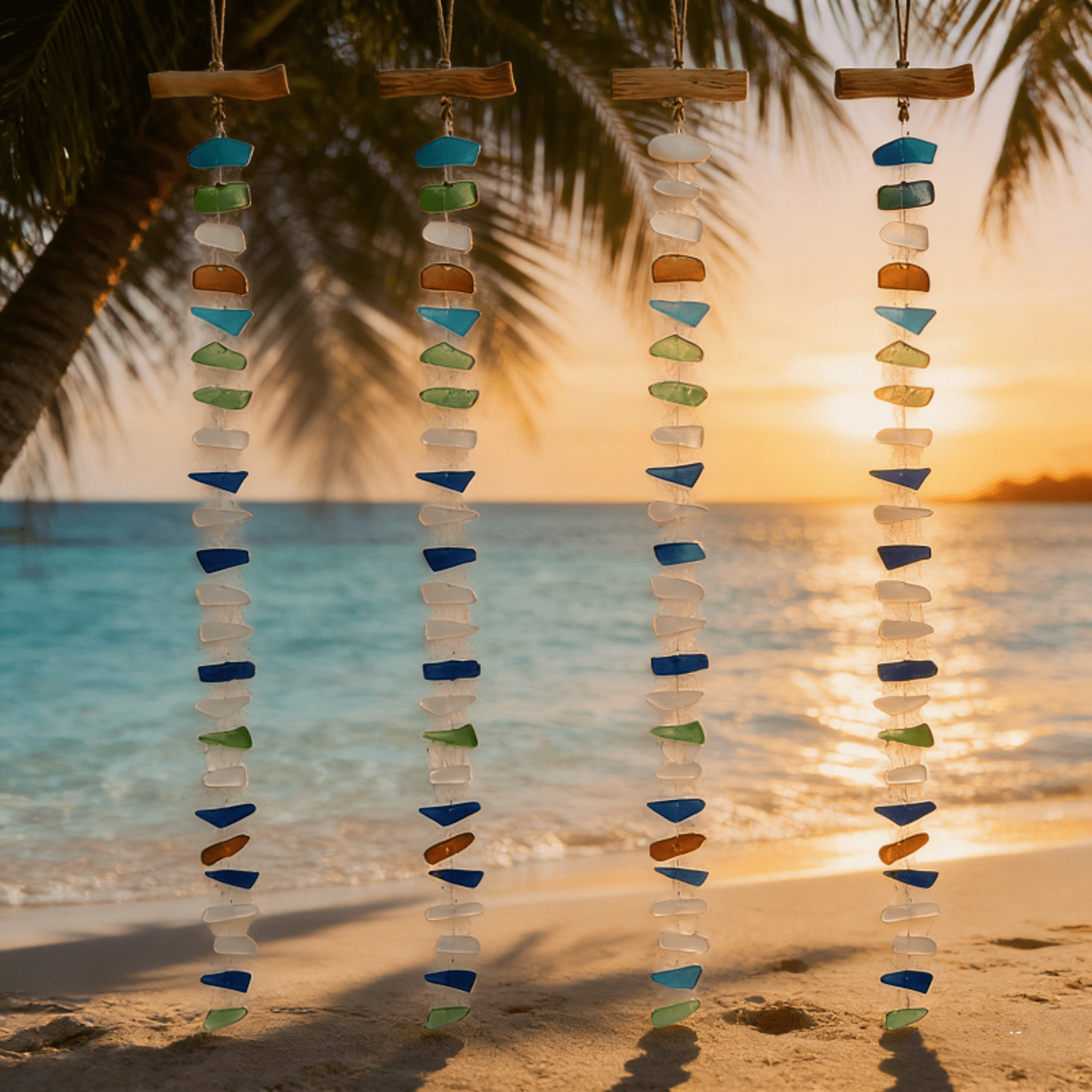 Decor for Home, Window Suncatcher, Driftwood Wall Art, 36 in Vertical Strand, Assorted Colors, Porch Decorations Outdoor, Wall Decor for Bedroom, 1 Pc