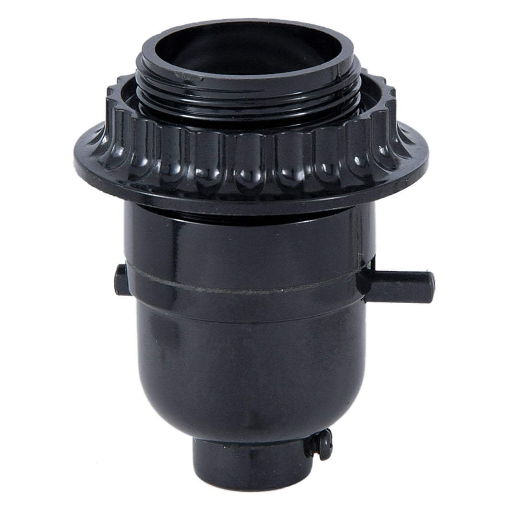 B&P Lamp® PushThru Style Black Plastic Phenolic Socket With Medium