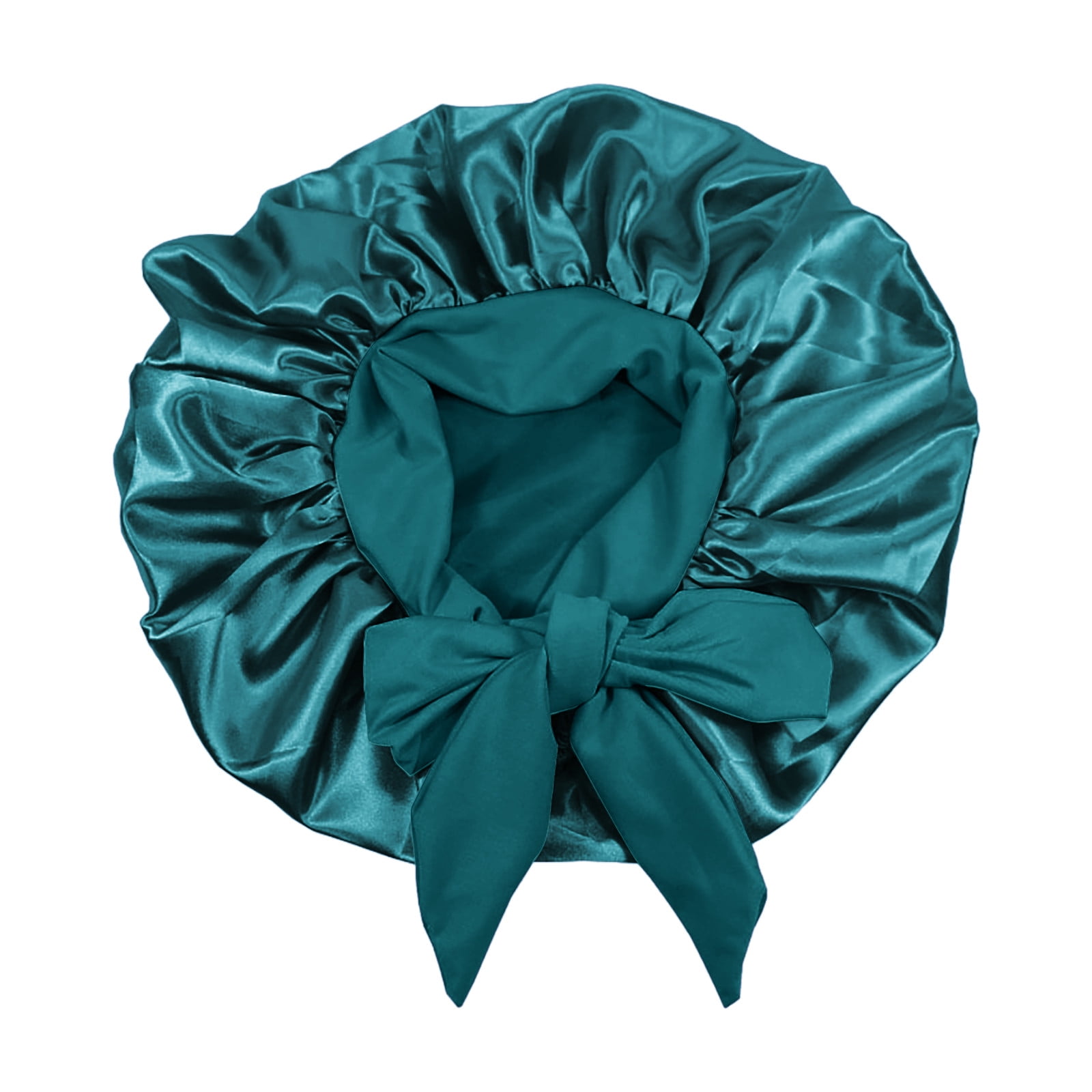 Ichuanyi Women's Satin Solid Broad-brimmed Hairband Sleep Cap Strap High Elastic Lace-up Shower Cap Women