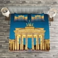 thumbnail image 3 of Ambesonne Travel Quilted Bedspread Set 3 Pcs, Brandenburg Gate, Queen Size, Blue Yellow Pink, 3 of 3