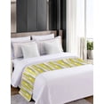 thumbnail image 4 of Bed Runner Scarf Cal King Size, Yellow Gray Stripes Stain Bed Runners & Scarves for Foot of Beds, Watercolor Modern Abstract Minimalist Decorative Bedding Runner Scarf for Hotel 102 x20 Inch, 4 of 6
