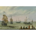 thumbnail image 2 of Abraham Willaerts 24x17 Gold Ornate Framed and Double Matted Museum Art Print Titled - Coastal Landscape with Dutch Shipping in Choppy Seas (1643), 2 of 4