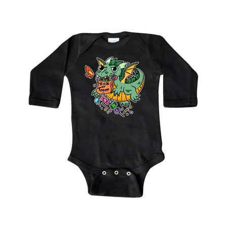 

Inktastic Cute Halloween Dragon Trick or Treat Gift Baby Boy or Baby Girl Long Sleeve Bodysuit