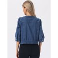 thumbnail image 4 of DARING DIVA Women's Casual 3/4 Sleeve Button Up Cropped Denim Jacket L Medium Blue, 4 of 6