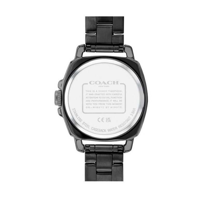 Pre-Owned-COACH Boyfriend Watch. Black & Silver. Coach 14503984 Boyfriend Black Logo Glitz Dial Stainless  main image 3
