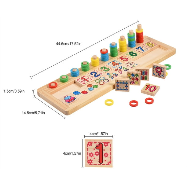 Juguete de madera para niños BuyWeek con números y anillos de colores