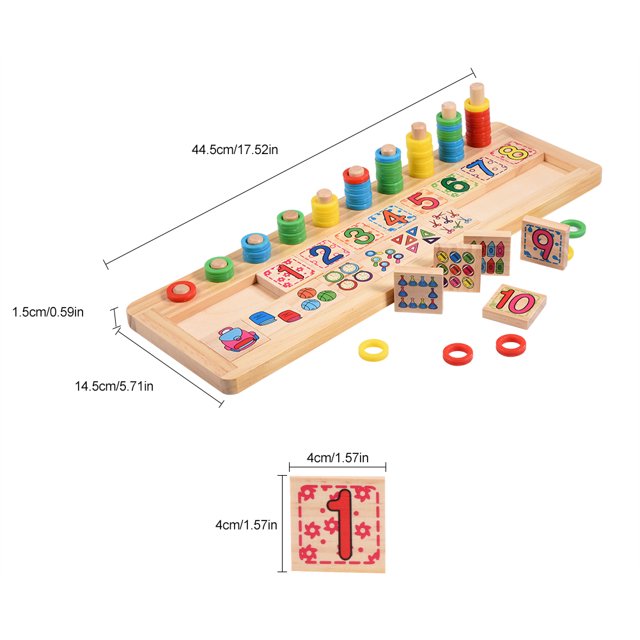 Juguete de madera para niños BuyWeek con números y anillos de colores