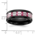 thumbnail image 4 of Auriga Fine Jewelry Stainless Steel Black IP-plated Skulls with Pink Carbon Fiber Inlay 8mm Band Size 8, 4 of 7