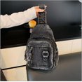 thumbnail image 3 of Sunyuer Women Vintage Denim Sling Bag, Lightweight Casual Crossbody Chest Bag, Multi Pocket Denim Fanny Pack Adjustable Strap Daypack for Travel Walking Commute, 3 of 7