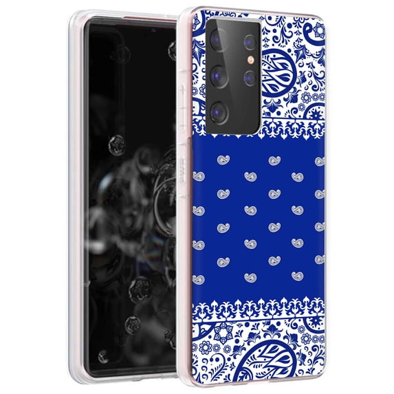 TalkingCase Slim Phone Case for Samsung Galaxy S21 Ultra 5G, S30 Ultra, (Not S21,S21+), Paisley Blue Print, Lightweight,Flexible,Soft, USA