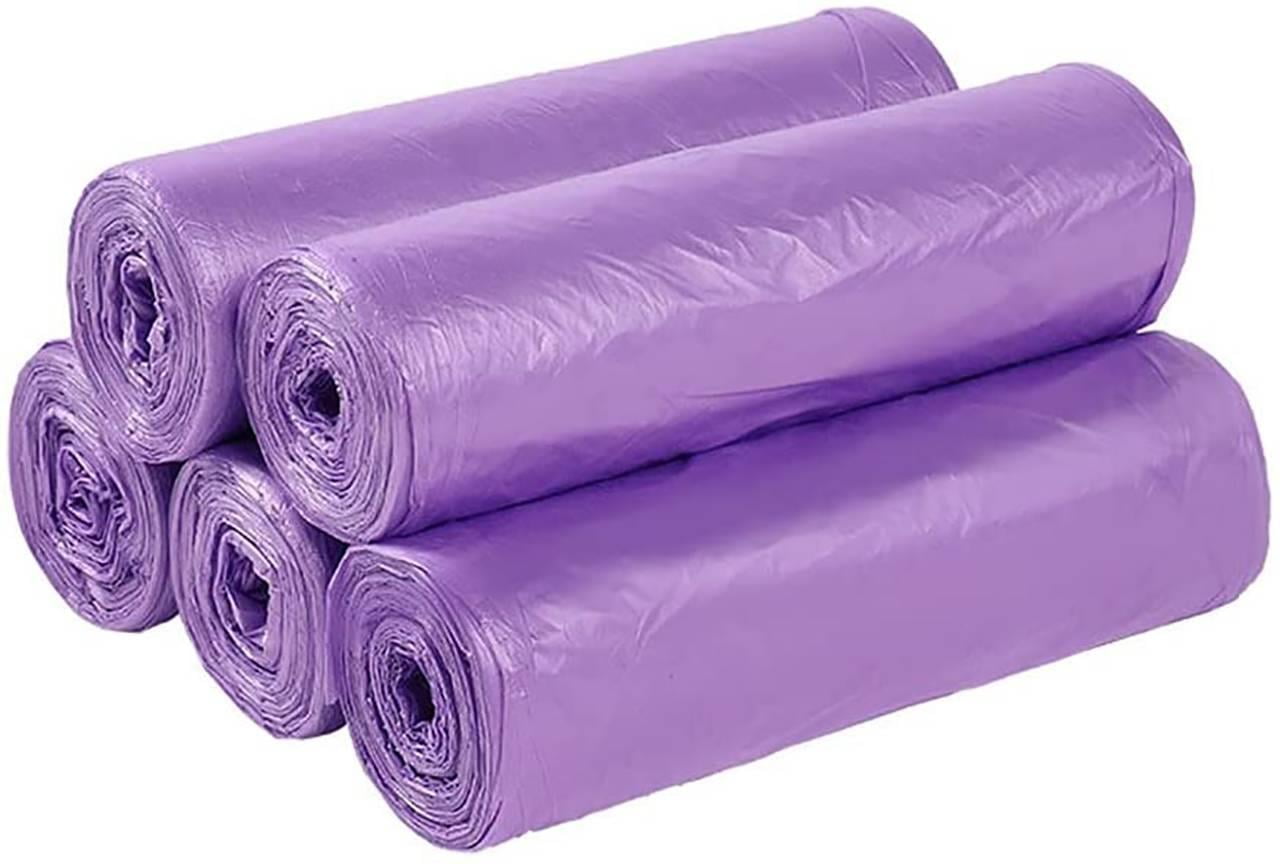 60 Counts / 3 Rolls 2-4 Gallon Small Trash Bags Waste Basket Liners Purple
