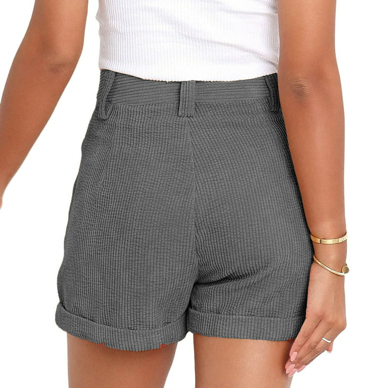 Zodggu Womens Gray Capris Plus Size Women Solid Pocket Shorts Casual Wear  Work Out Shorts Pants Strench Cargo Pants Bermuda Trendy Shorts 10 
