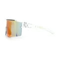 thumbnail image 6 of Color Mirror Lens Oversized Half Rim Sport Rectangle Monoblock Shield Plastic Sunglasses Clear - Orange Mirror, 6 of 8