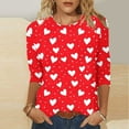 thumbnail image 1 of Mceream T-Shirts à Manches 3/4 pour Femmes à Col Rond, Décontractés, Habillés, Surdimensionnés, Saint-Valentin, Chandails de Printemps, Hauts Raglan à Cœur d'Amour, Tunique, Coupe Ample, T-Shirt Graphique, Grande Taille, Blouses de San Valentín Para Mujer, 1 of 5
