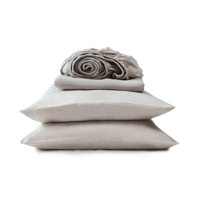 FABDREAMS Lin Bio Grand Drap Housse Lin Drap Housse Grand Refroidissement Drap Housse 1 Drap Housse Grand Size, 2 Taies d'Oreiller Grand Drap Housse Bio Grand Naturel