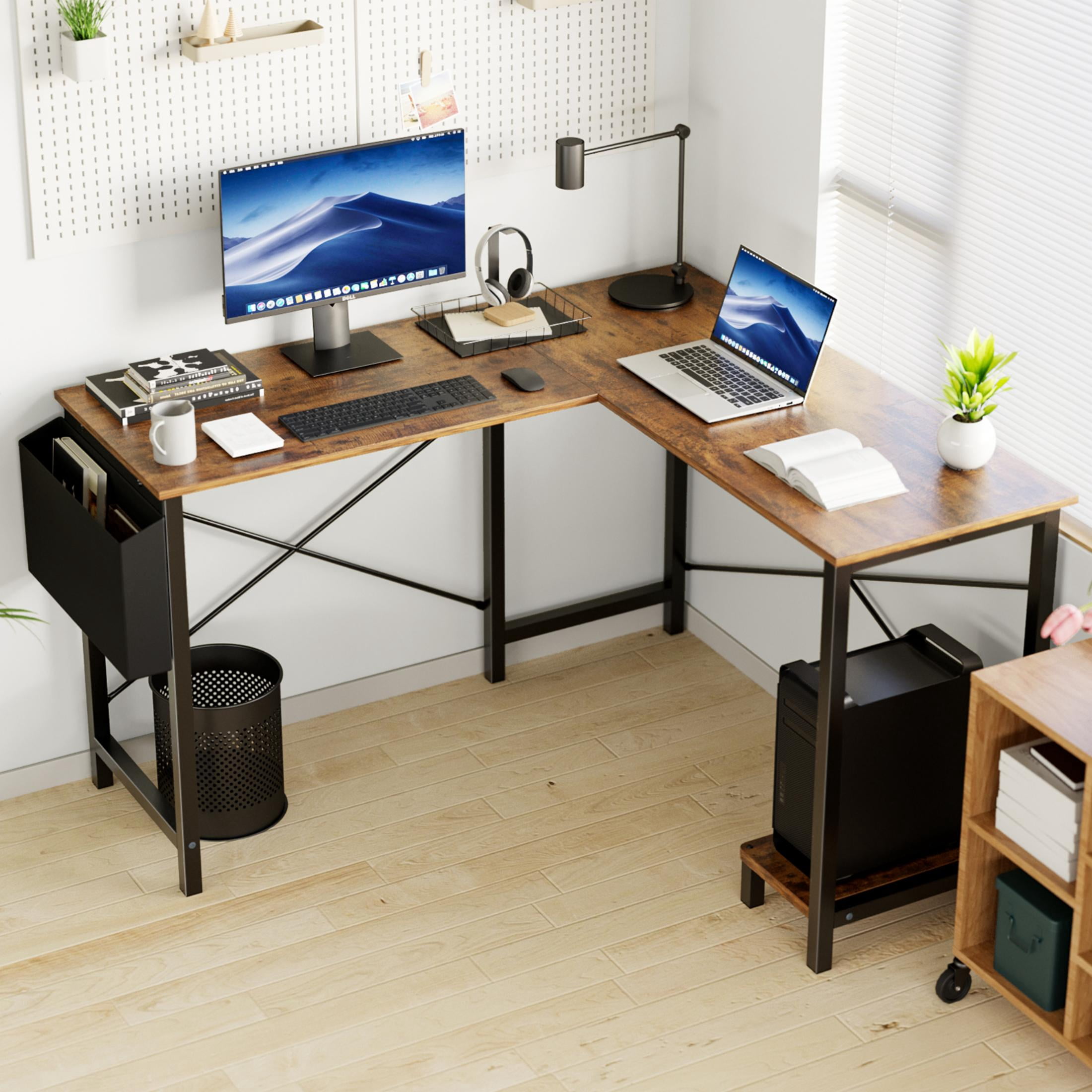 MCQ L Shaped Desk - Computer Desk Gaming Corner 50 Inch Home Office Writing Student Work PC Table, Brown