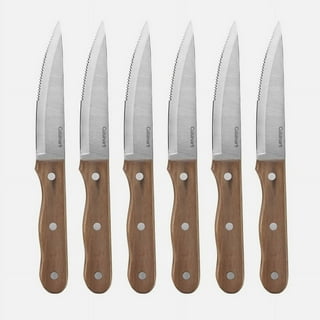 Tezzorio (Set of 12) 10-Inch Jumbo Steak Knives, 5-Inch Stainless Steel  Rounded Serrated Blade with Wooden Handle, Commercial Quality Steak Knife  Set