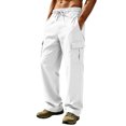 thumbnail image 2 of Akiihool Loose Cargo Pants for Men Men’s Casual Trousers Elastic Loose Fit Winter Pants White,L, 2 of 5